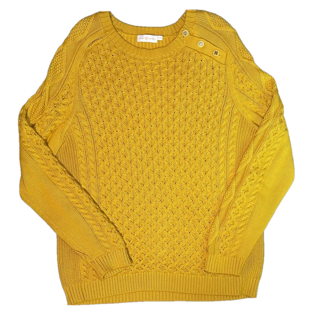 Tory Burch Mustard Cable Knit Sweater